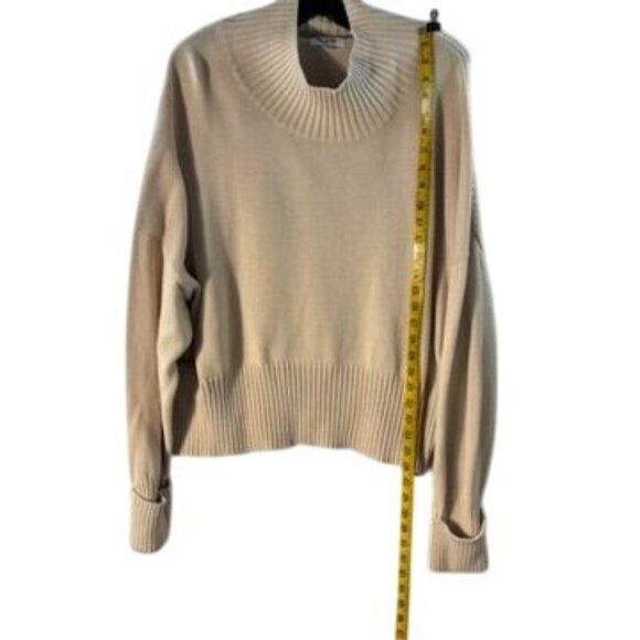 Oversized Beige Ribbed Cotton Sweater Women’s XL - Picture 8 of 9